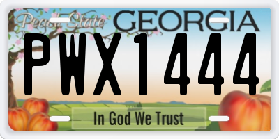 GA license plate PWX1444
