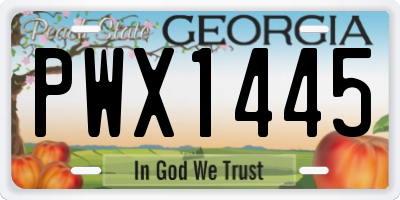 GA license plate PWX1445