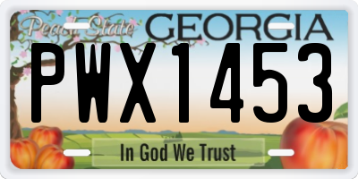 GA license plate PWX1453