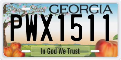 GA license plate PWX1511