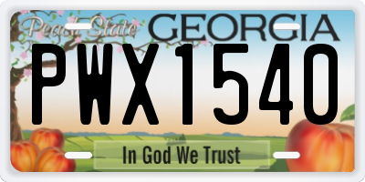GA license plate PWX1540