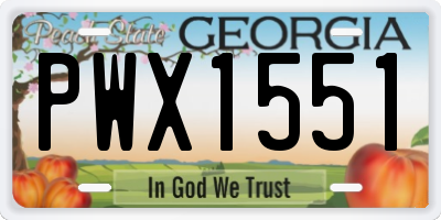 GA license plate PWX1551