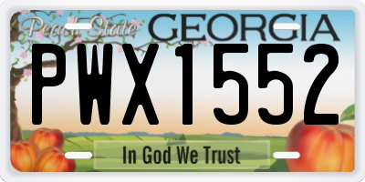 GA license plate PWX1552