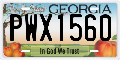 GA license plate PWX1560