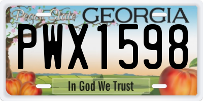GA license plate PWX1598
