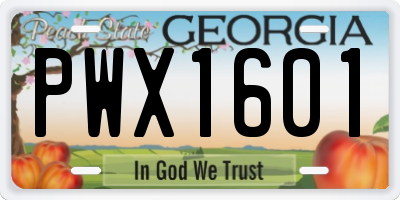 GA license plate PWX1601