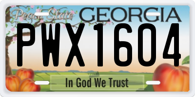 GA license plate PWX1604