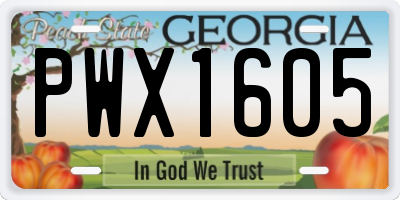 GA license plate PWX1605