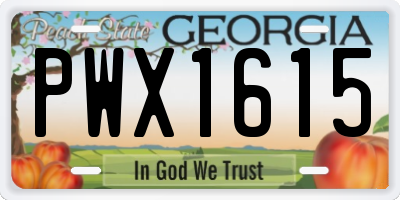 GA license plate PWX1615