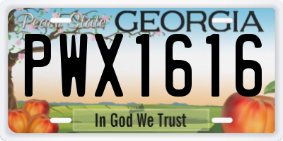GA license plate PWX1616