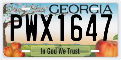 GA license plate PWX1647