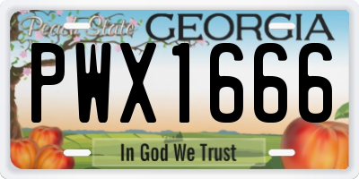 GA license plate PWX1666