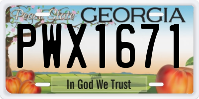 GA license plate PWX1671