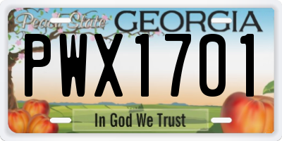 GA license plate PWX1701