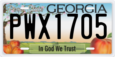 GA license plate PWX1705