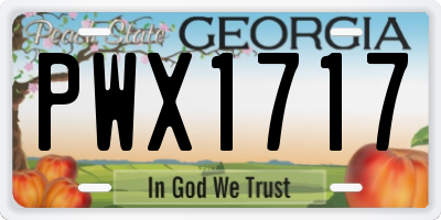 GA license plate PWX1717