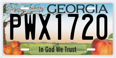 GA license plate PWX1720
