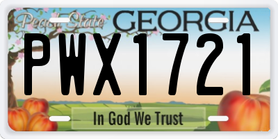 GA license plate PWX1721