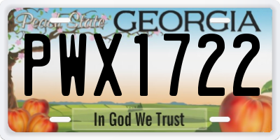 GA license plate PWX1722