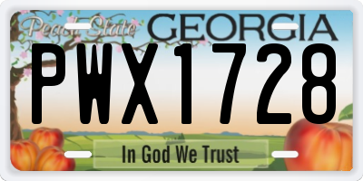 GA license plate PWX1728