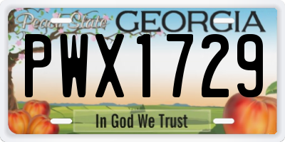 GA license plate PWX1729