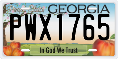 GA license plate PWX1765