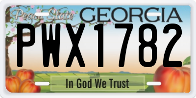 GA license plate PWX1782