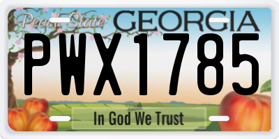 GA license plate PWX1785