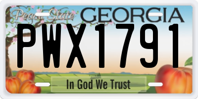 GA license plate PWX1791