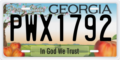 GA license plate PWX1792