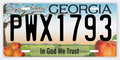 GA license plate PWX1793