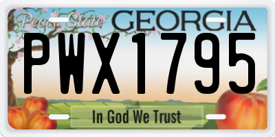 GA license plate PWX1795