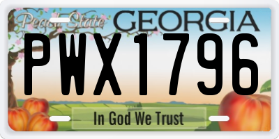 GA license plate PWX1796