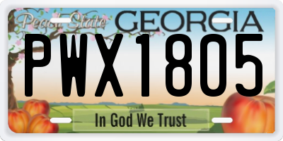 GA license plate PWX1805