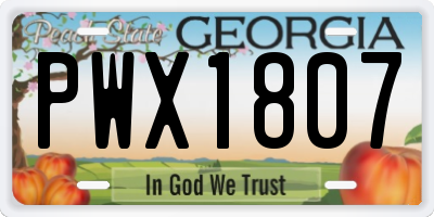 GA license plate PWX1807
