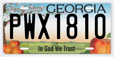 GA license plate PWX1810