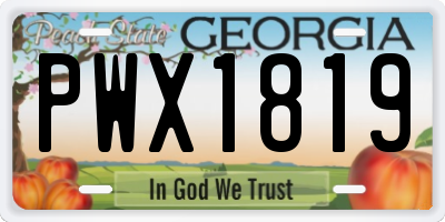 GA license plate PWX1819