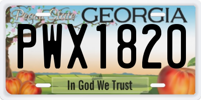 GA license plate PWX1820