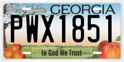 GA license plate PWX1851