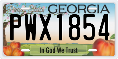 GA license plate PWX1854