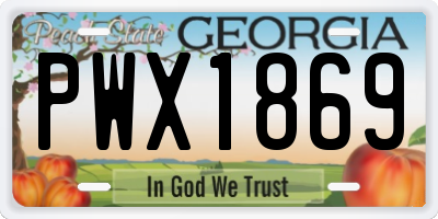 GA license plate PWX1869