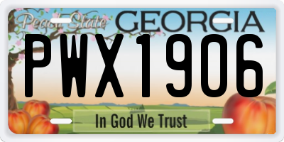 GA license plate PWX1906