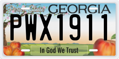 GA license plate PWX1911