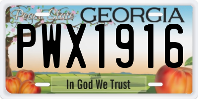 GA license plate PWX1916
