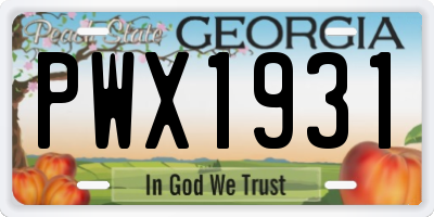 GA license plate PWX1931