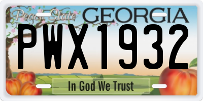 GA license plate PWX1932