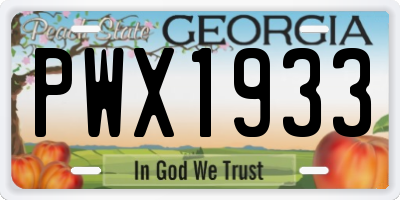 GA license plate PWX1933
