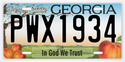 GA license plate PWX1934