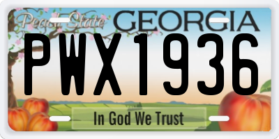 GA license plate PWX1936
