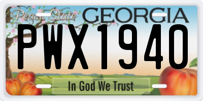 GA license plate PWX1940